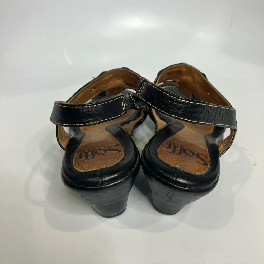 Sofft black leather sandals heels‎ slingback dressy casual women’s size 6